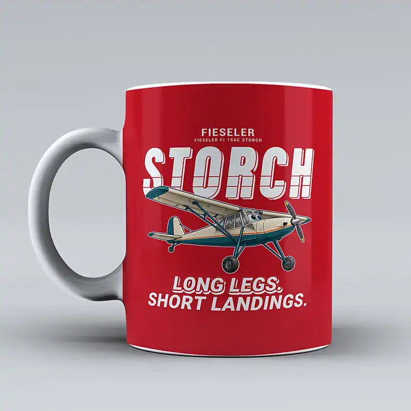 Fieseler Fi 156C Storch - Cartoon - Mug - Red