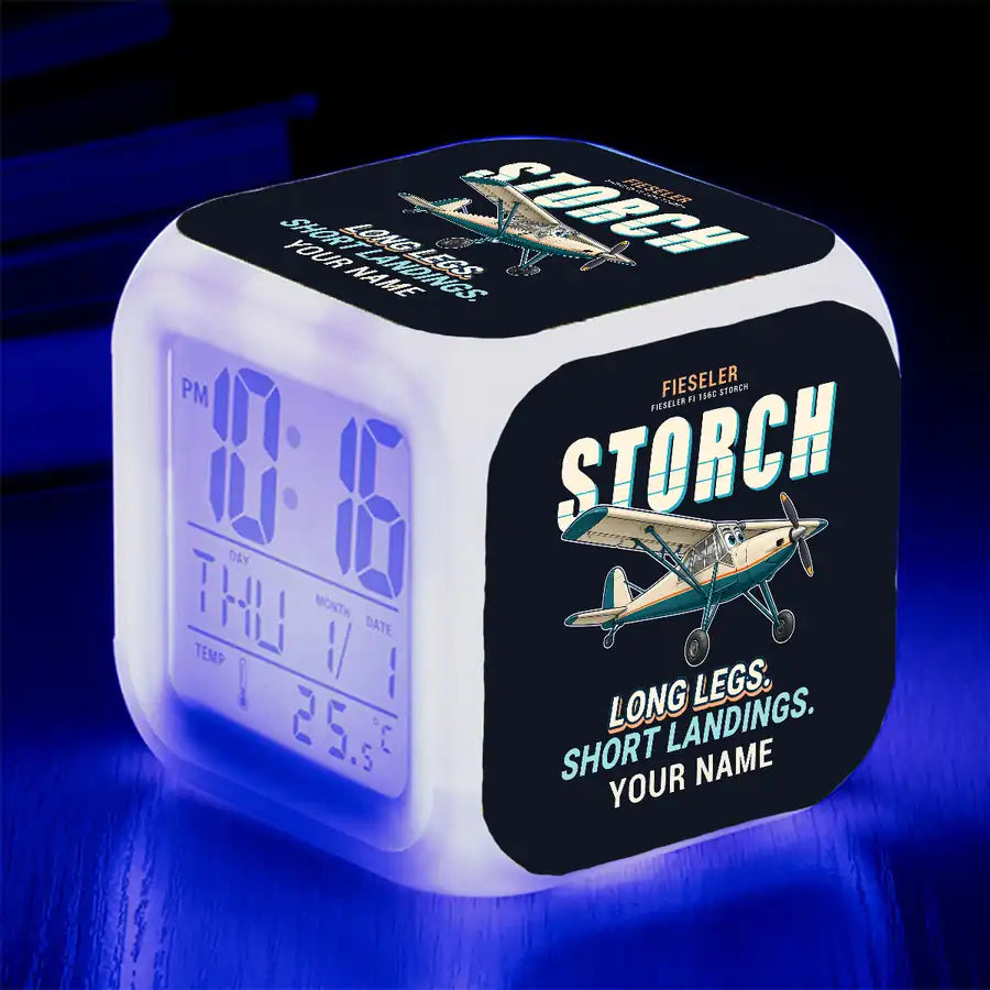 Fieseler Fi 156C Storch - Cartoon + Name - Alarm Clock