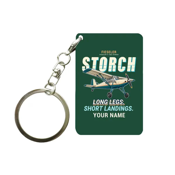 Fieseler Fi 156C Storch - Cartoon + Name - Key Chain - Dark Green