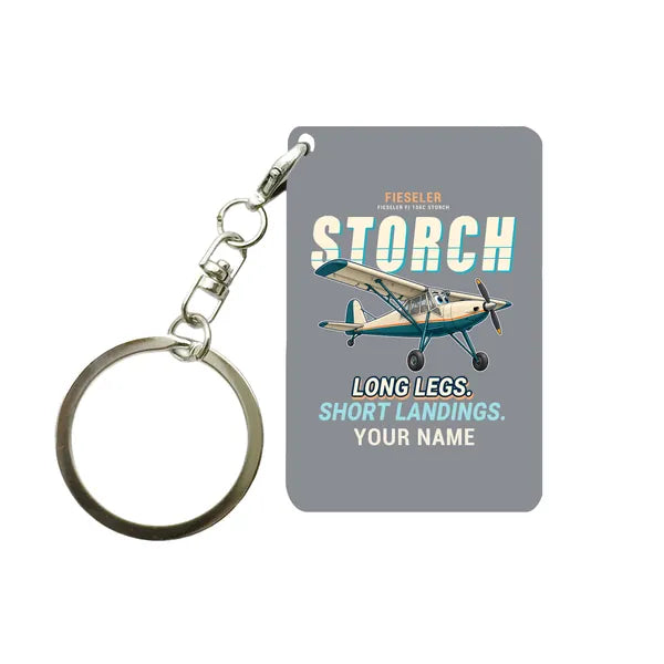 Fieseler Fi 156C Storch - Cartoon + Name - Key Chain - Gray