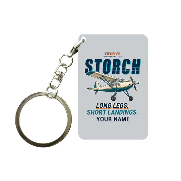 Fieseler Fi 156C Storch - Cartoon + Name - Key Chain - Light Gray