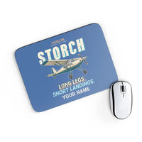 Thumbnail for Fieseler Fi 156C Storch - Cartoon + Name - Mouse Pad - Blue