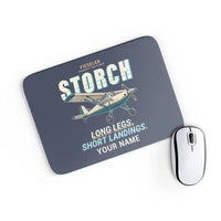 Thumbnail for Fieseler Fi 156C Storch - Cartoon + Name - Mouse Pad - Navy Blue