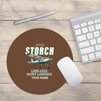 Thumbnail for Fieseler Fi 156C Storch - Cartoon + Name - Round Mouse Pad - Brown