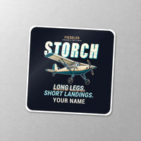 Thumbnail for Fieseler Fi 156C Storch - Cartoon + Name - Square Sticker - Close-up