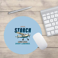 Thumbnail for Fieseler Fi 156C Storch - Cartoon - Round Mouse Pad - Light Blue