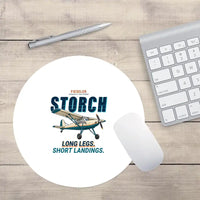 Thumbnail for Fieseler Fi 156C Storch - Cartoon - Round Mouse Pad - White