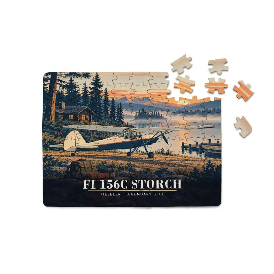 Fieseler Fi 156C Storch - Horizontal + Text - Canvas Puzzle