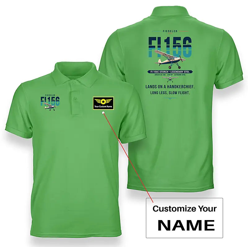 Fieseler Fi 156C Storch - Original - Double-Side Polo - Light Green + Name