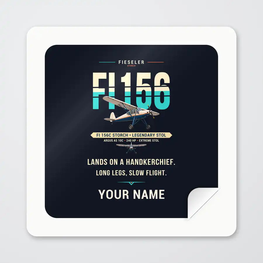 Fieseler Fi 156C Storch - Original + Name - Square Sticker - Peel