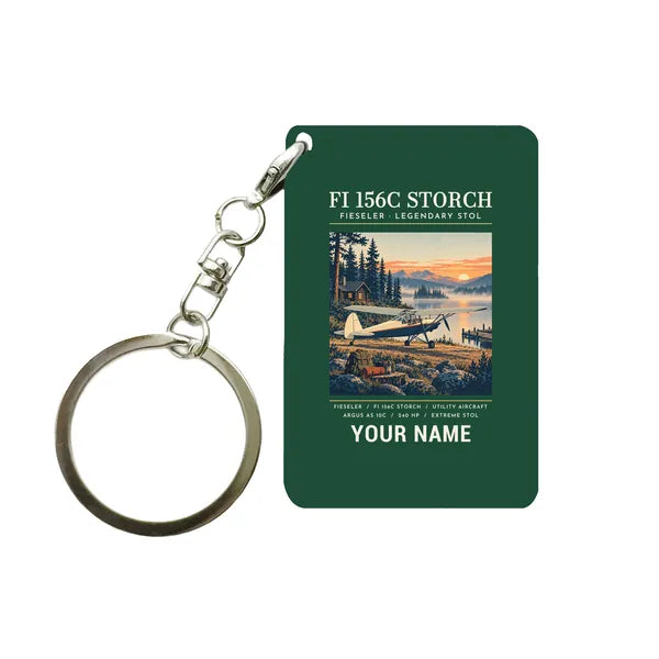 Fieseler Fi 156C Storch - Poster + Name - Key Chain - Dark Green