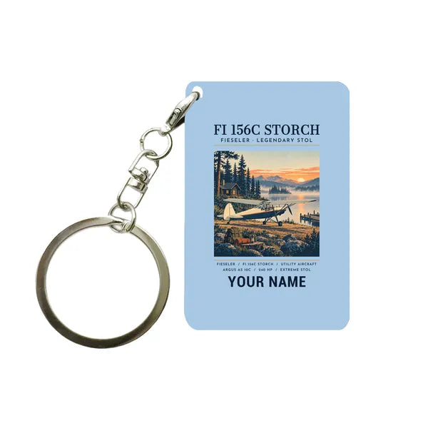 Fieseler Fi 156C Storch - Poster + Name - Key Chain - Light Blue