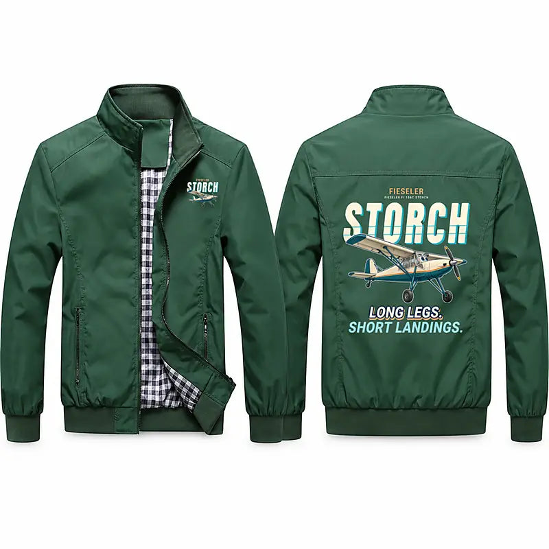 Fieseler Fi 156C Storch Stylish Jackets - Stand Collar - Cartoon - Green