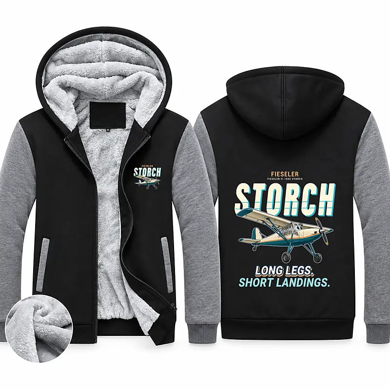 Fieseler Fi 156C Storch Zipped Sweatshirts - Cartoon - Black & Gray