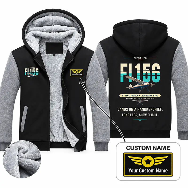 Fieseler Fi 156C Storch Zipped Sweatshirts - Original + Name - Black & Gray