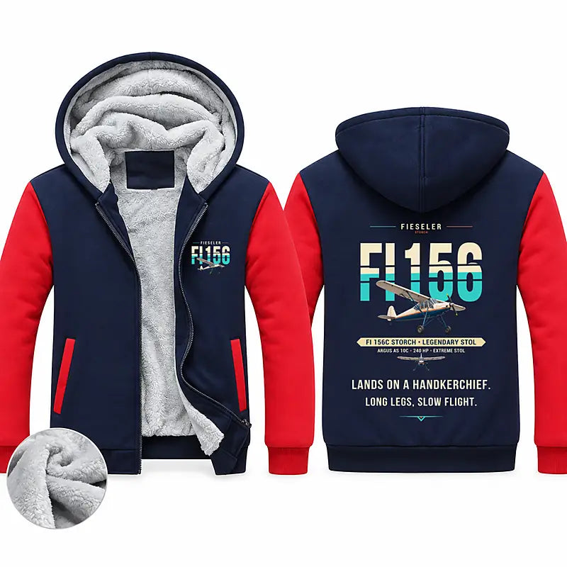 Fieseler Fi 156C Storch Zipped Sweatshirts - Original - Navy & Red