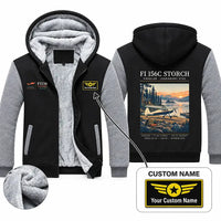 Thumbnail for Fieseler Fi 156C Storch Zipped Sweatshirts - Poster + Name - Black & Gray