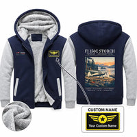 Thumbnail for Fieseler Fi 156C Storch Zipped Sweatshirts - Poster + Name - Navy & Gray