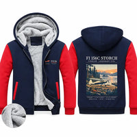 Thumbnail for Fieseler Fi 156C Storch Zipped Sweatshirts - Poster - Navy & Red