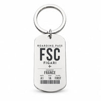 Thumbnail for Figari Sud-Corse Airport FSC - Key Chain - Boarding Pass Style - Silver