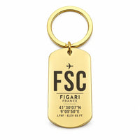 Thumbnail for Figari Sud-Corse Airport FSC - Key Chain - Original Design - Gold