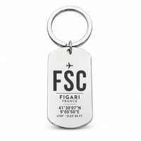 Thumbnail for Figari Sud-Corse Airport FSC - Key Chain - Original Design - Silver