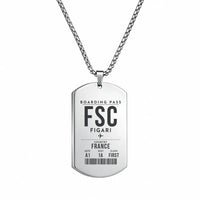Thumbnail for Figari Sud-Corse Airport FSC - Necklace - Boarding Pass Style - Silver
