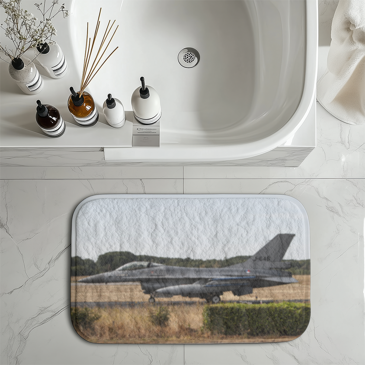 Fighter Jet 16 From Side Designed Bath Mats