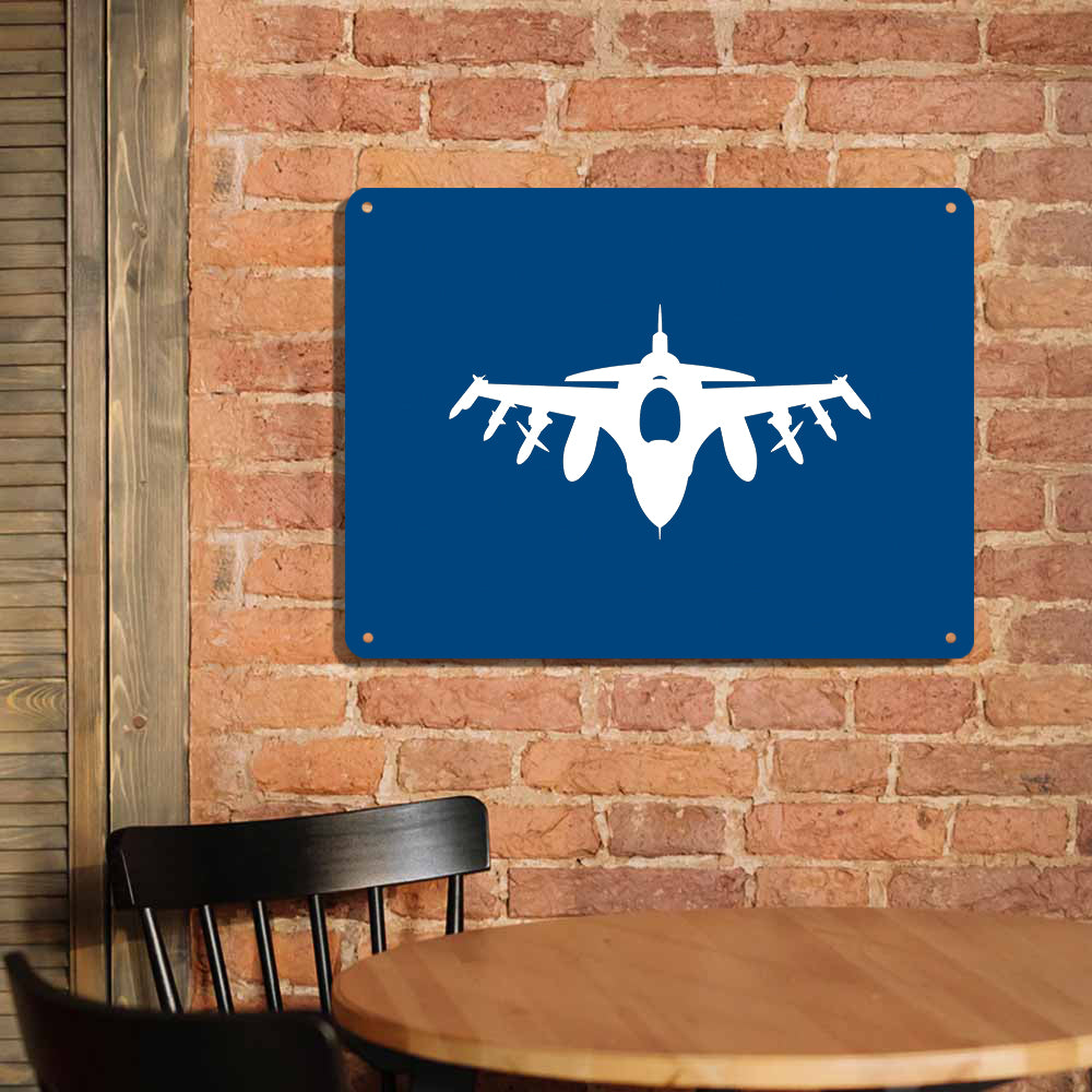 Fighting Falcon F16 Silhouette Printed Metal Sign