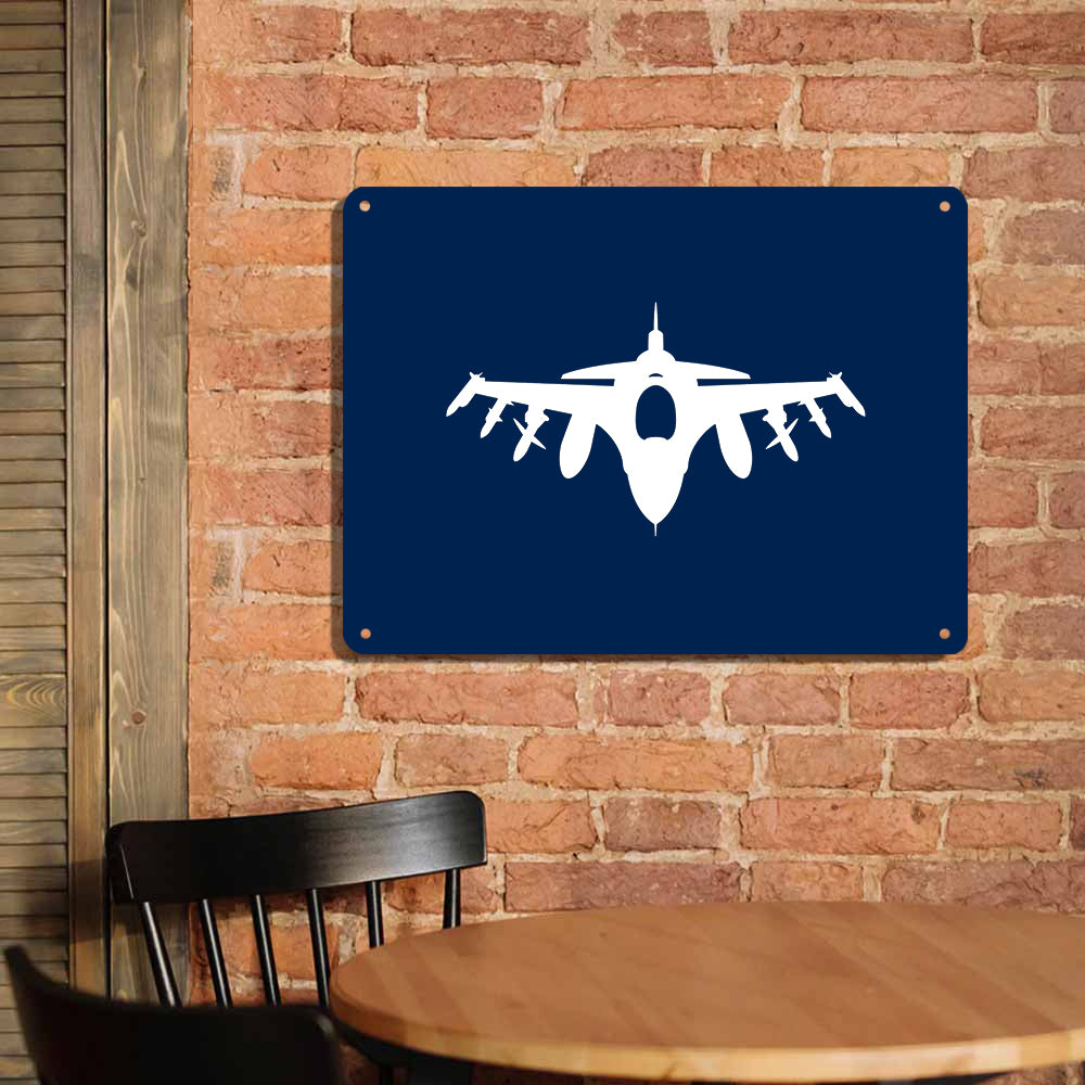 Fighting Falcon F16 Silhouette Printed Metal Sign