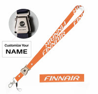 Thumbnail for Finnair Airlines seat belt lanyard - orange with name