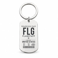 Thumbnail for Flagstaff Pulliam Airport FLG - Key Chain - Boarding Pass Style - Silver