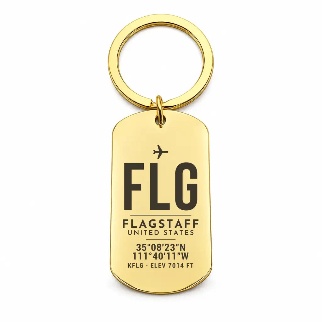 Flagstaff Pulliam Airport FLG - Key Chain - Original Design - Gold