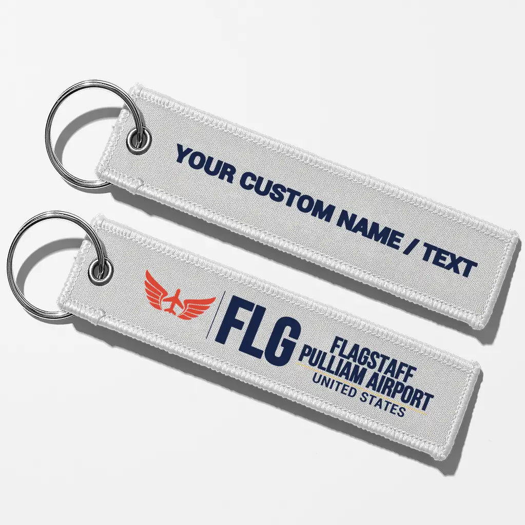 Flagstaff Pulliam Airport (FLG) Aviator Key Chains - White - Personalized