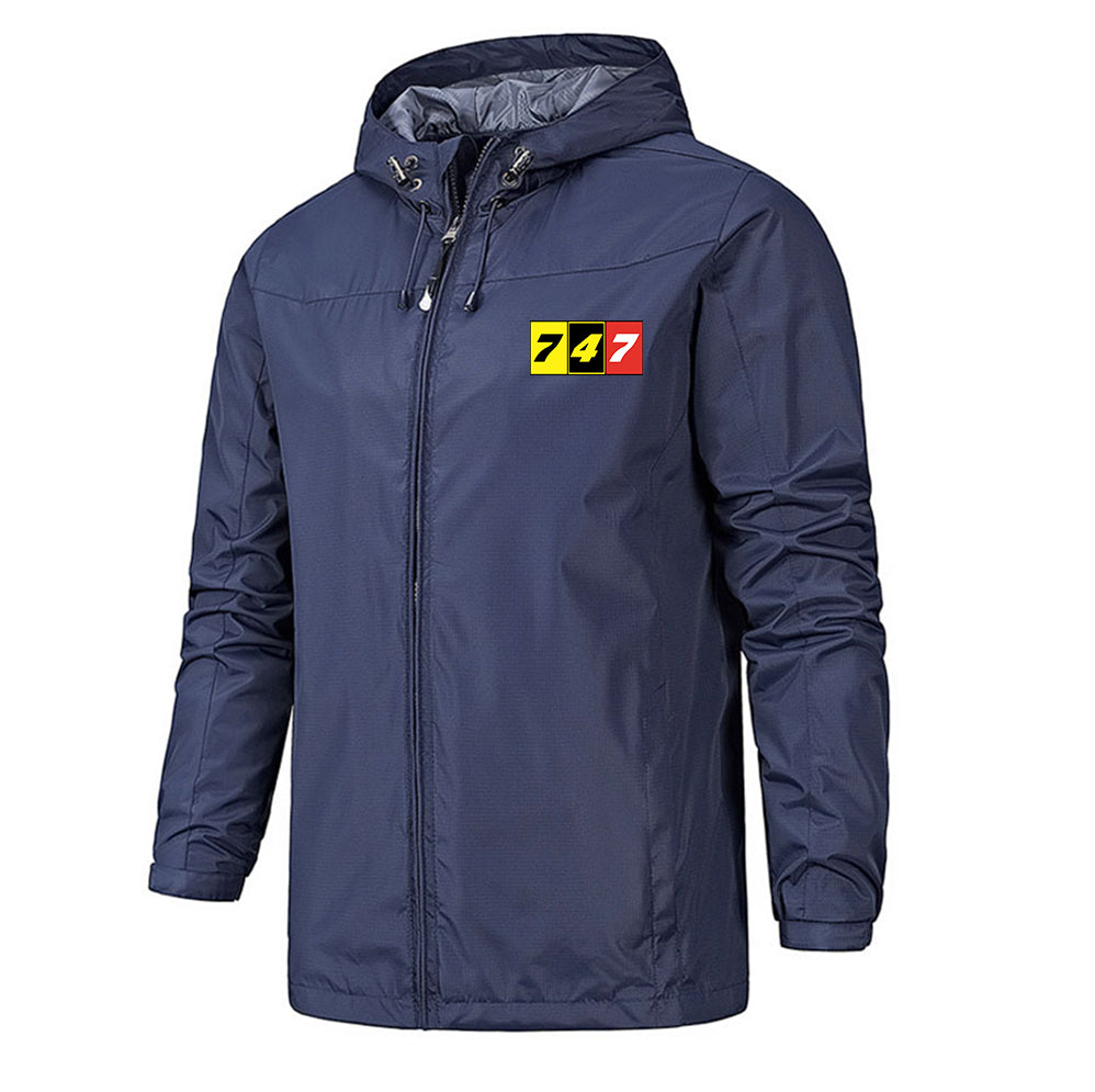 Flat Colourful 747 Designed Rain Jackets & Windbreakers