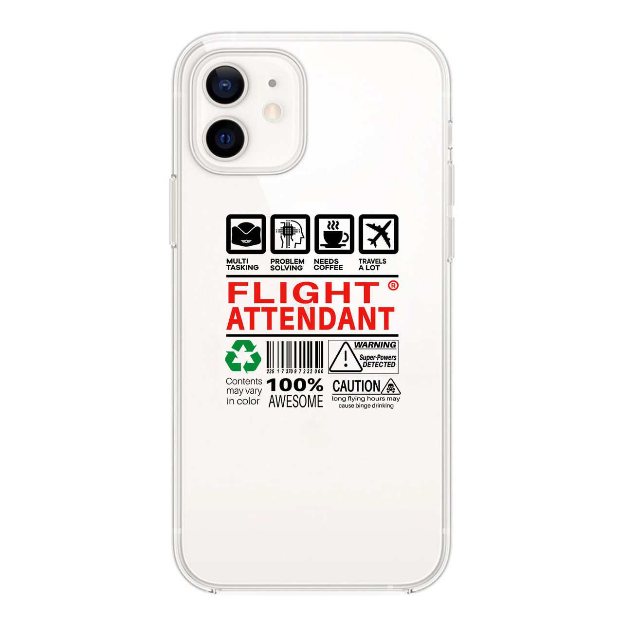 Flight Attendant Label Designed Transparent Silicone iPhone Cases