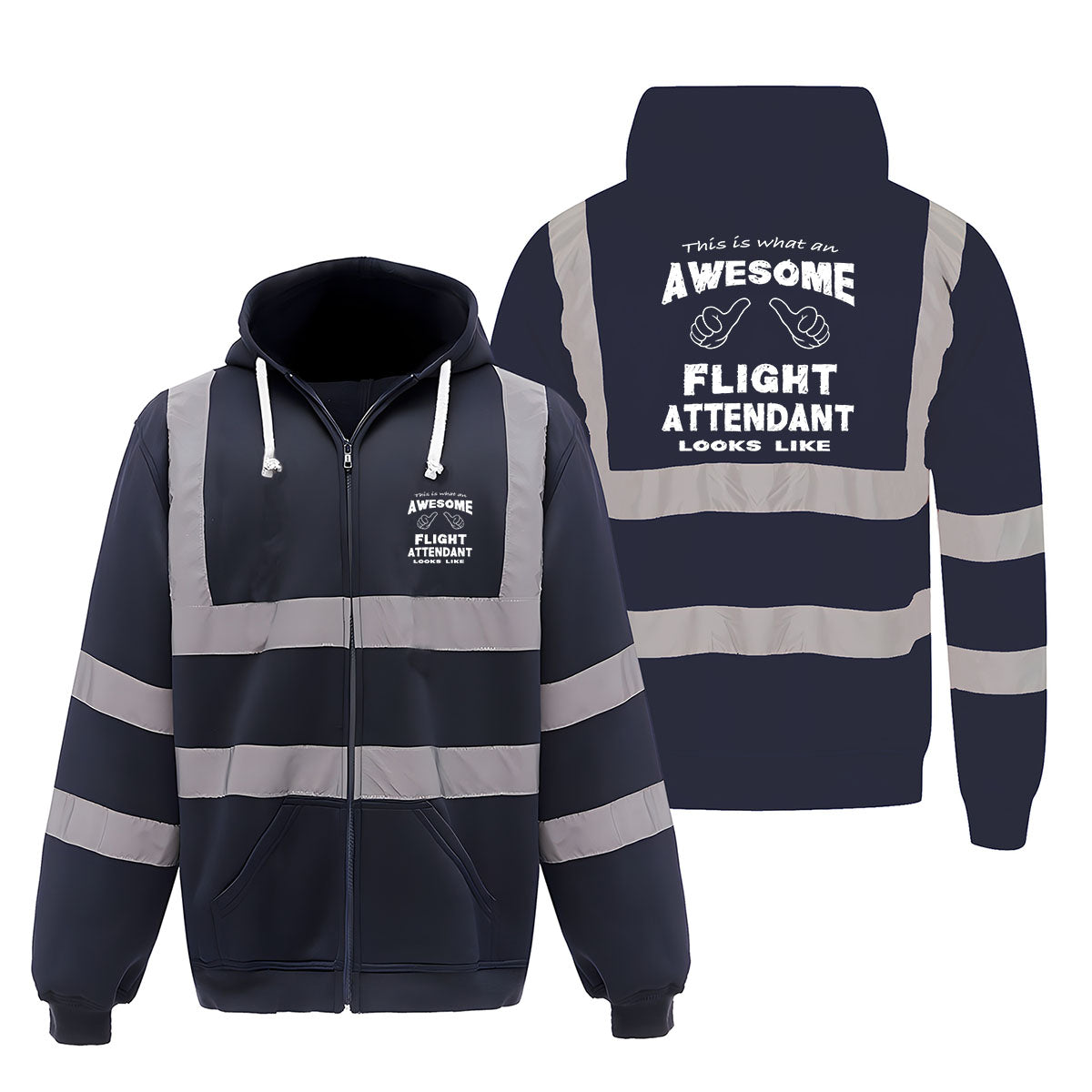 Flight Attendant Designed Reflective Zipped Hoodies