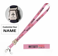 Thumbnail for Flight Attendant Label seat belt lanyard - pink with name