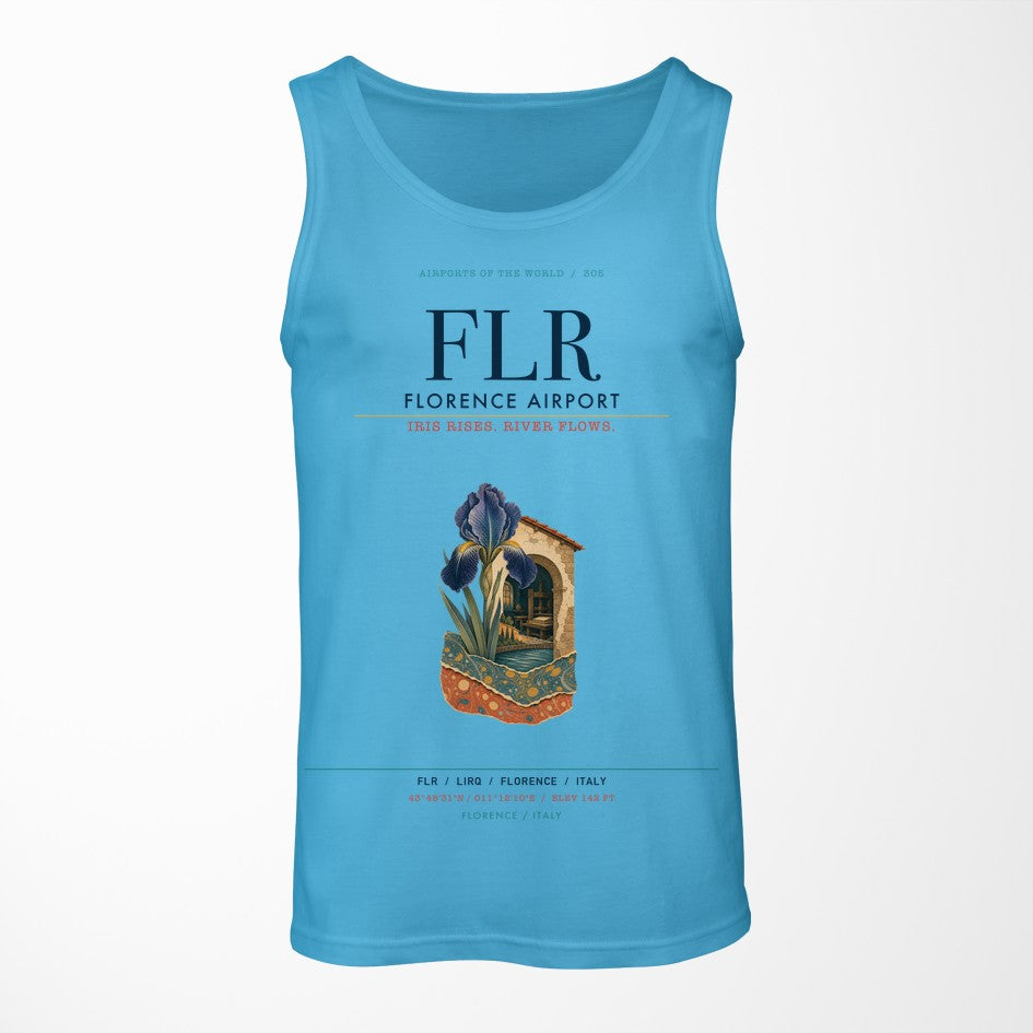 Florence Airport (FLR) design on sky blue tank top