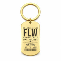 Thumbnail for Flores Airport FLW - Key Chain - Boarding Pass Style - Gold