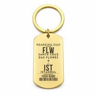 Thumbnail for Flores Airport FLW - Key Chain - Customizable Boarding Pass - Gold