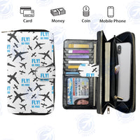 Thumbnail for Fly Be Free White Designed Leather Long Zipper Wallets