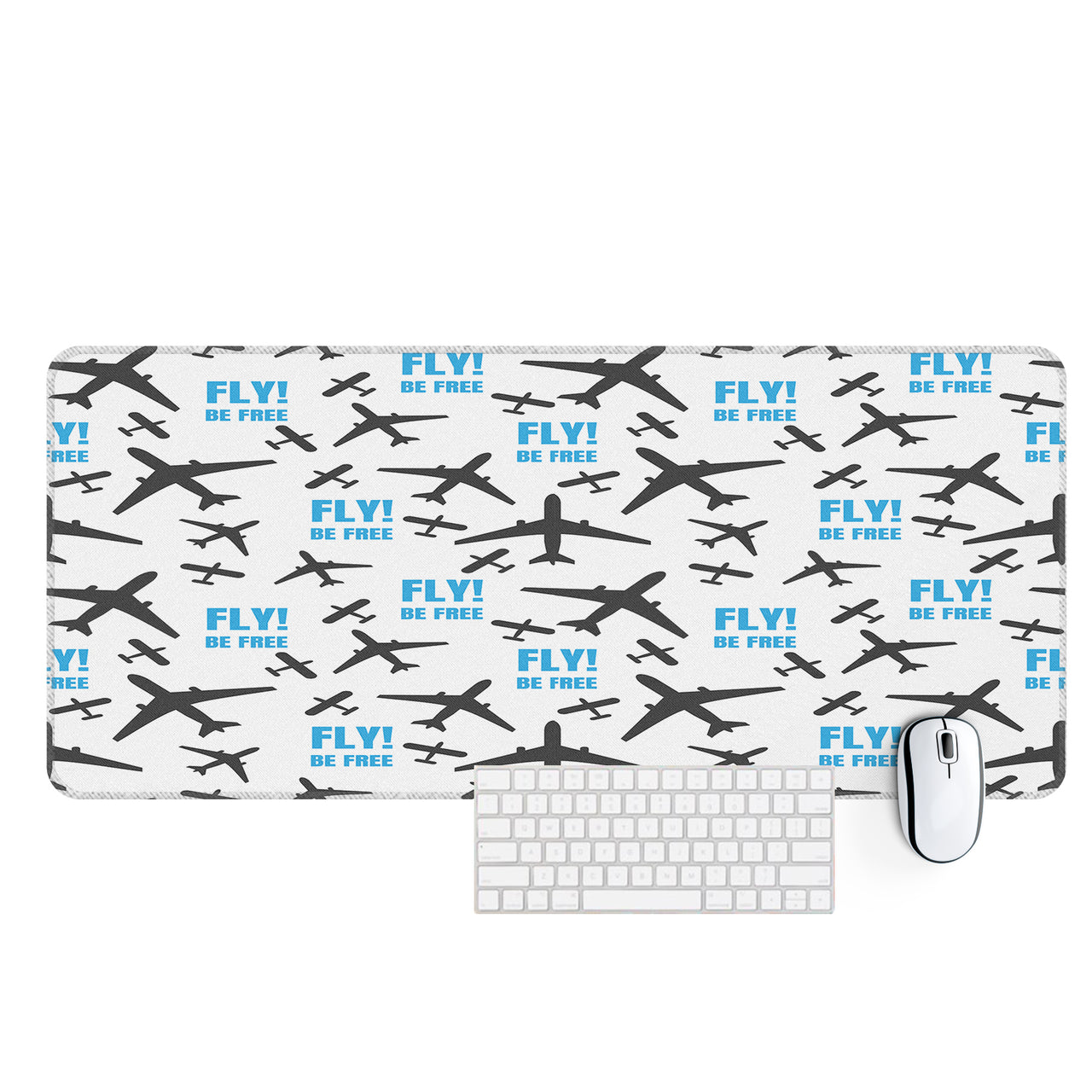 Fly Be Free White Designed Desk Mats