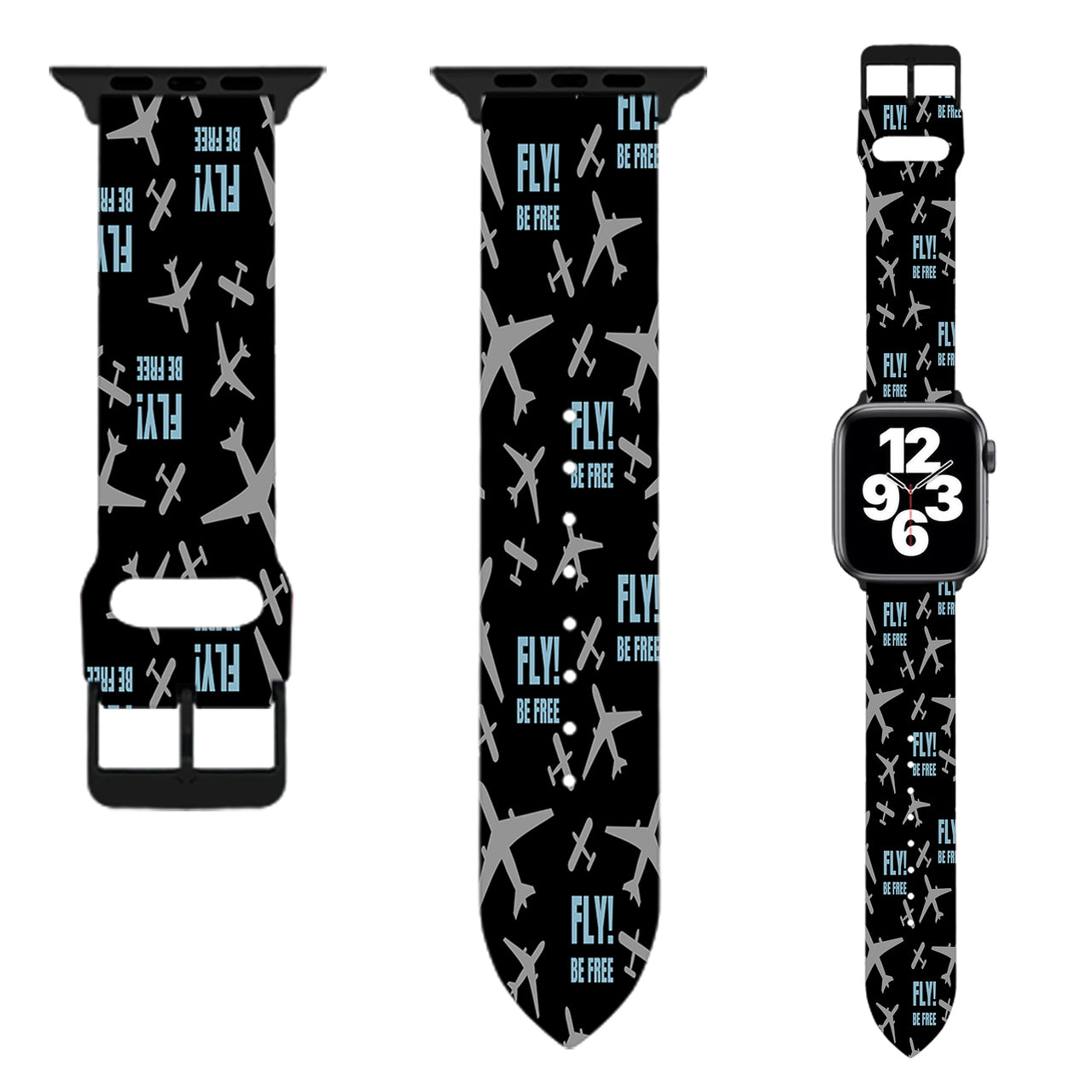 Fly be Free (Black) Designed Soft Silicone Apple Watch Bands