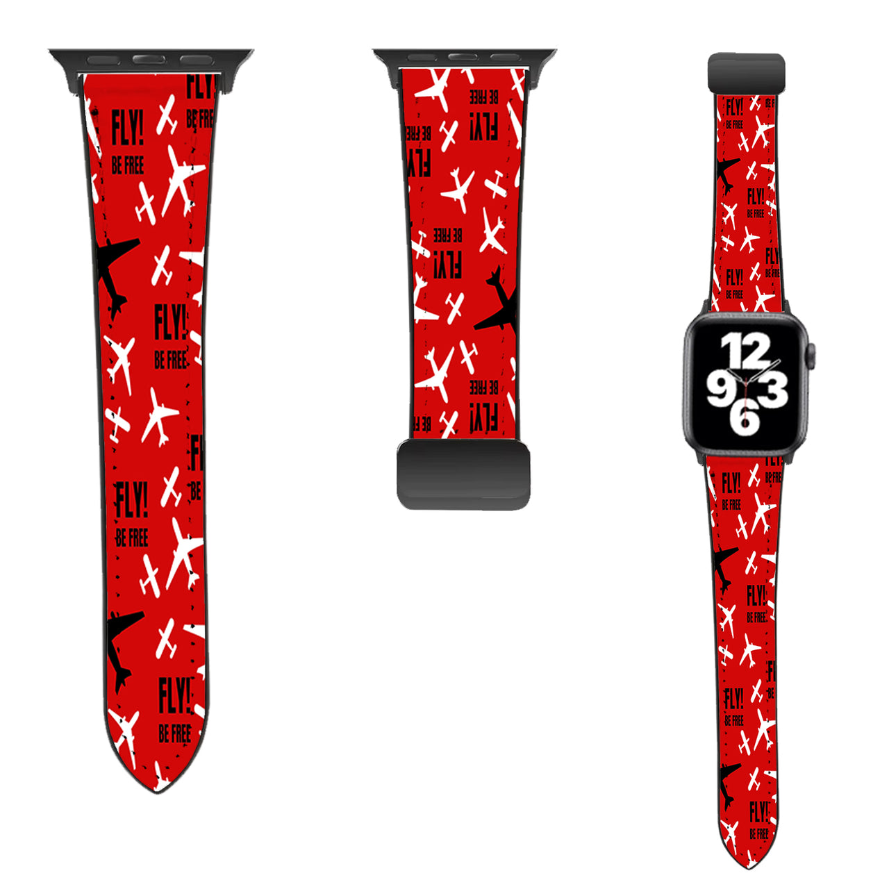 Fly be Free (Red) Designed Leather Apple Watch Straps