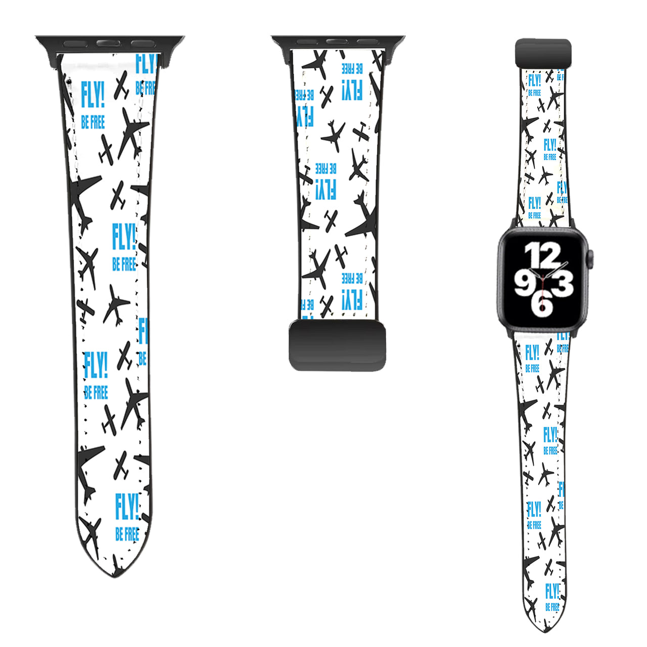 Fly be Free (White) Designed Leather Apple Watch Straps