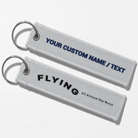 Thumbnail for Flying All Around The World Aviator Key Chains - Light Gray - Personalized