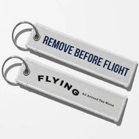 Thumbnail for Flying All Around The World Aviator Key Chains - White - Remove Before Flight