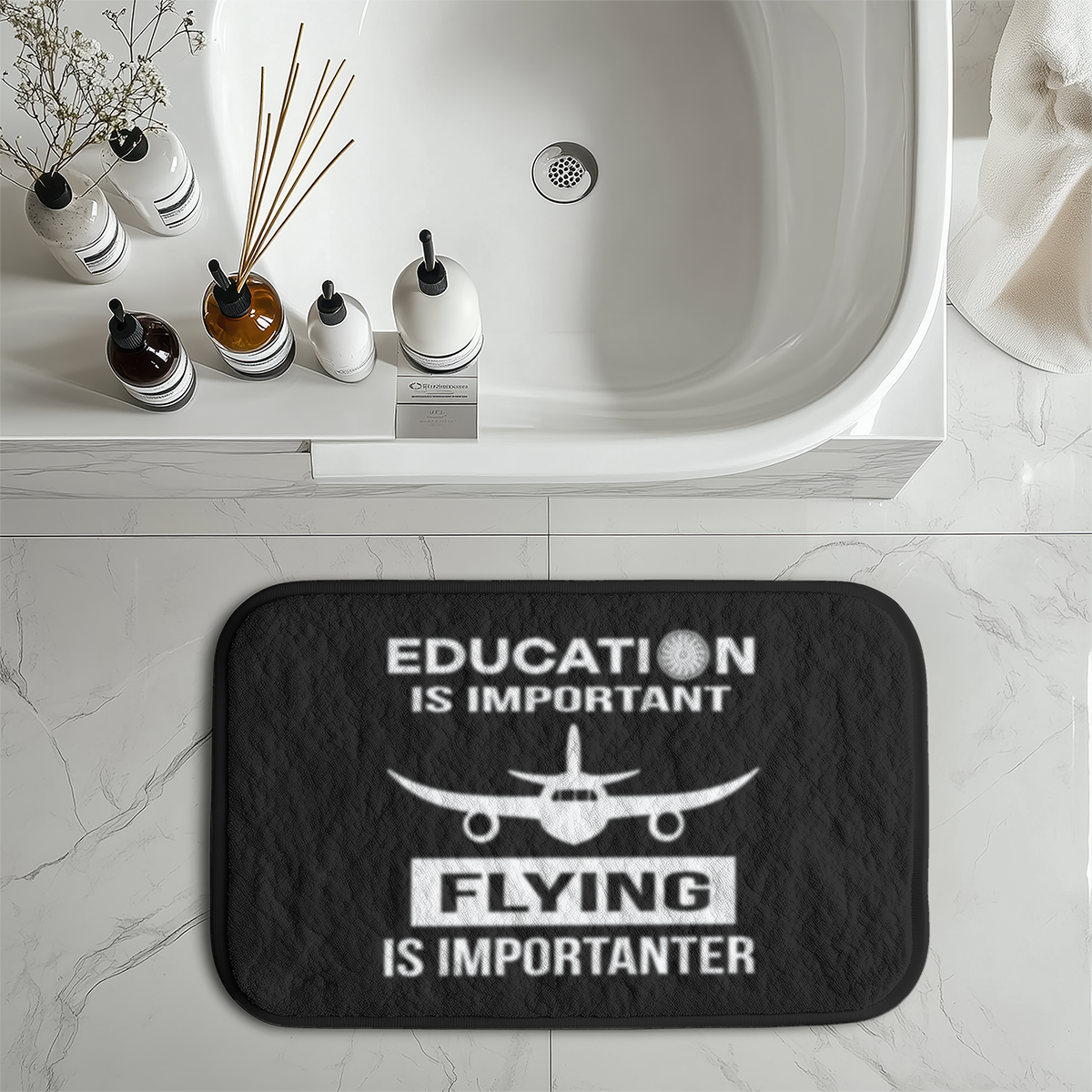 Flying is Importanter Designed Bath Mats