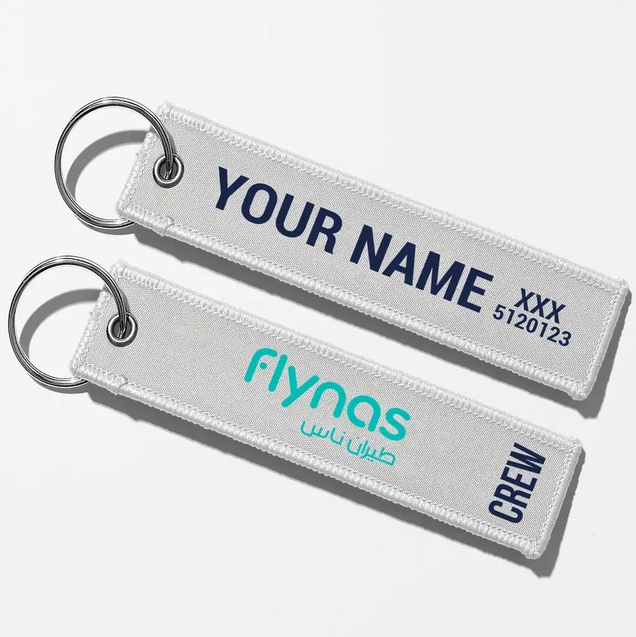 Flynas Crew & Staff Tag Key Chains - White - Crew + Name